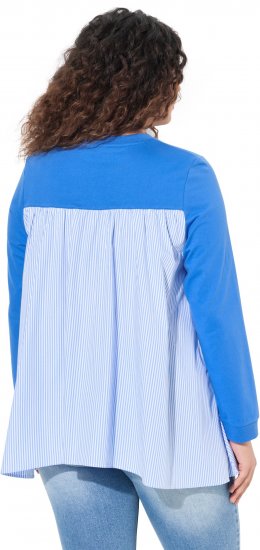 Ulla Popken Pinstripe Gore Long Sleeve Sweatshirt Peacock Blue - Sweatshirts & hoodies - 