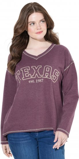Ulla Popken Texas Contrast Stitching Sweatshirt Dark Ruby - Sweatshirts & hoodies - 
