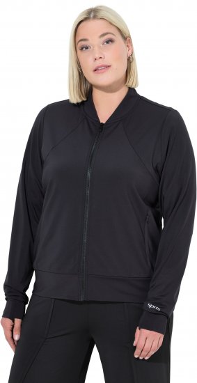 Ulla Popken Quick Drying College Collar Sweatshirt Black - Sweatshirts & hoodies - 