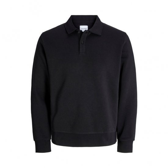 Jack & Jones Bradley Sweatshirt Polo Black - Sweatshirts & Hoodies - Sweatshirts/Hoodies grande taille homme