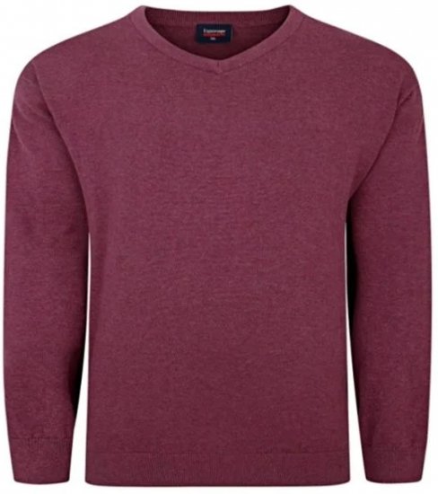 Espionage KW031 V-Neck Pullover Grape Red - Sweatshirts & hoodies - Sweatshirts/Hoodies grande taille homme