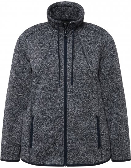 Ulla Popken Heather Knit Fleece Jacket Navy - Sweatshirts & hoodies - 