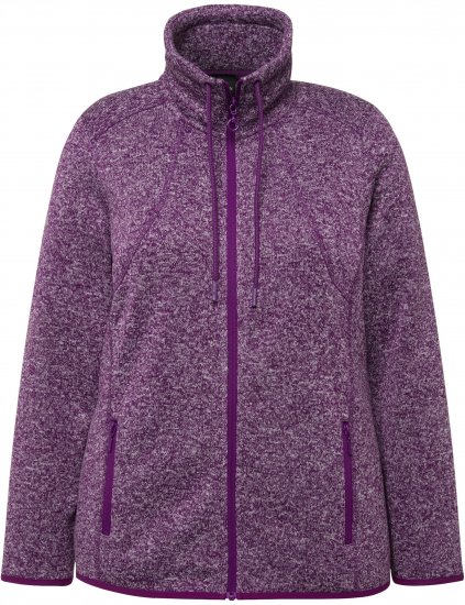 Ulla Popken Heather Knit Fleece Jacket Dark Purple - Sweatshirts & hoodies - 