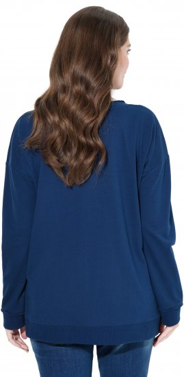 Ulla Popken Magnifique Split Style Sweatshirt Dark Blue - Ulla Popken - 