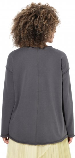 Ulla Popken Inspire Lettering V-Neck Sweatshirt Graphite Grey - Sweatshirts & hoodies - 