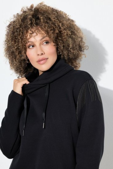 Ulla Popken Chain Fringe Smooth Fleece Sweatshirt Black - Sweatshirts & hoodies - Sweats, Hoodies & Maille Douillets