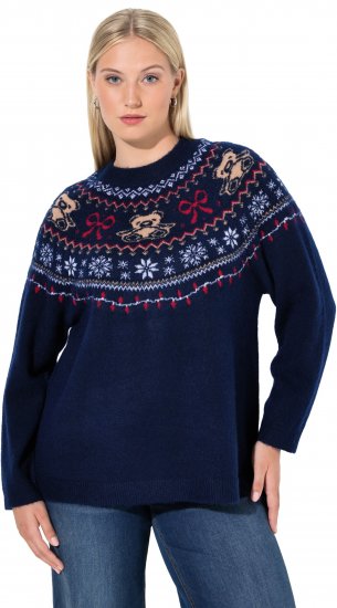 Ulla Popken Norwegian Style Christmas Sweater Blue - Sweatshirts & hoodies - 