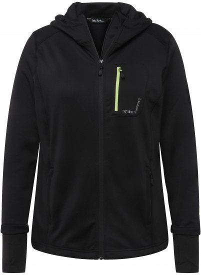 Ulla Popken HYPRAR Zip Front Hooded Stretch Sweatshirt Black - Sweatshirts & hoodies - 