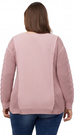 Ulla Popken Mixed Knit Patch Look Sweatshirt Old Pink - Sweatshirts & hoodies - 