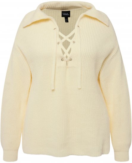 Ulla Popken Lace Up Sailor Collar Sweater Vanilla - Sweatshirts & hoodies - 