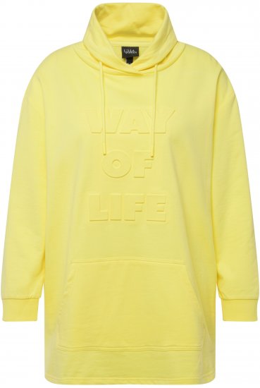 Ulla Popken Embossed Letter Sweatshirt Lemon Yellow - Sweatshirts & hoodies - 
