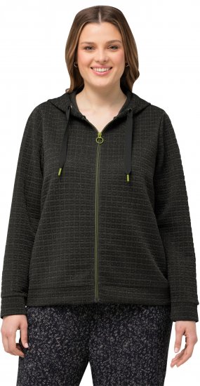 Ulla Popken Textured Metallic Knit Sweatshirt With Hood Graphite Grey - Sweatshirts & hoodies - 
