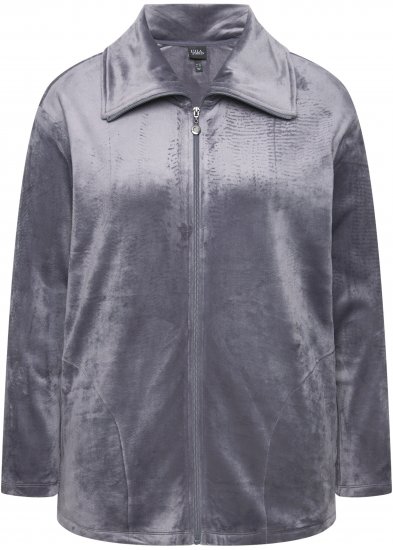 Ulla Popken Velour Loungewear Jacket Dark Grey - Sweatshirts & hoodies - 