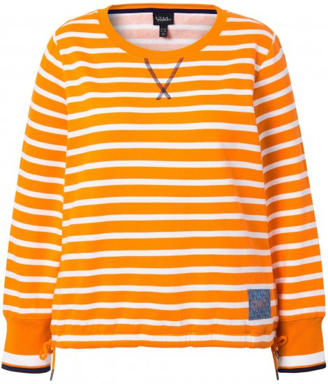 Ulla Popken Striped Drawstring Hem Sweatshirt Orange - Sweatshirts & hoodies - 