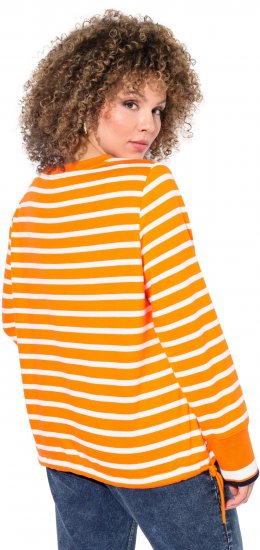 Ulla Popken Striped Drawstring Hem Sweatshirt Orange - Sweatshirts & hoodies - 