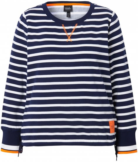 Ulla Popken Striped Drawstring Hem Sweatshirt Navy - Sweatshirts & hoodies - 