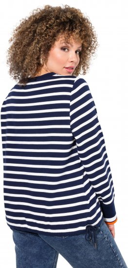 Ulla Popken Striped Drawstring Hem Sweatshirt Navy - Sweatshirts & hoodies - 