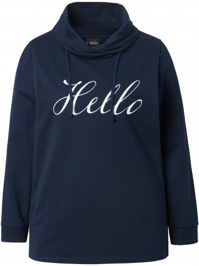 Ulla Popken HELLO Classic Fit Stand-Up Collar Sweatshirt Navy - Sweatshirts & hoodies - 