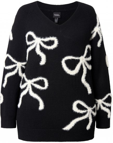 Ulla Popken Glitter Bow Sweater Black - Sweatshirts & hoodies - 