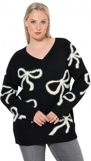 Ulla Popken Glitter Bow Sweater Black - Sweatshirts & hoodies - 