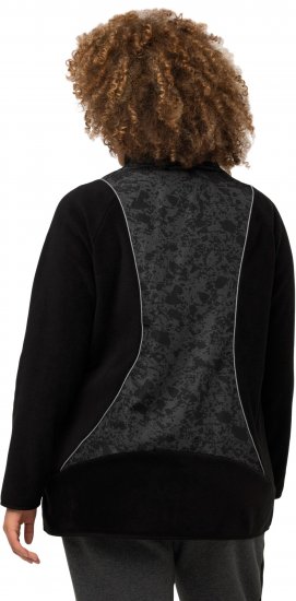 Ulla Popken Patch Print Fleece Jacket Black - Sweatshirts & hoodies - 