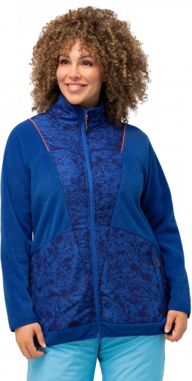 Ulla Popken Patch Print Fleece Jacket Denim Blue - Sweatshirts & hoodies - 