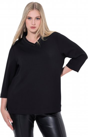 Ulla Popken Decorative Chain Collar Sweatshirt Black - Sweatshirts & hoodies - 