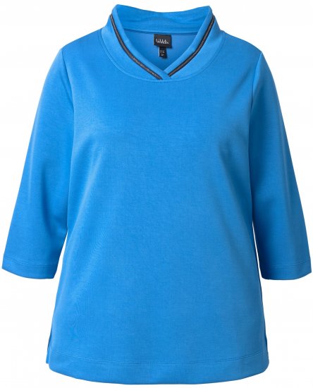 Ulla Popken Classic Fit with Side Slits 3/4 Sleeve Sweatshirt Royal Blue - Sweatshirts & hoodies - 