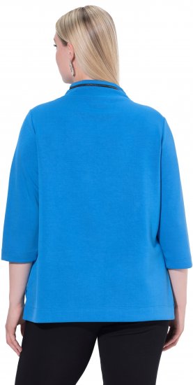 Ulla Popken Classic Fit with Side Slits 3/4 Sleeve Sweatshirt Royal Blue - Sweatshirts & hoodies - 