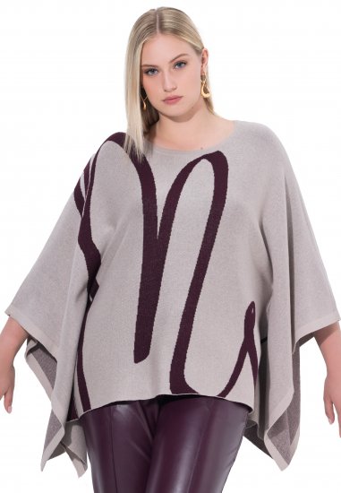 Ulla Popken Brushstroke Knit Poncho Beige - Sweatshirts & hoodies - 