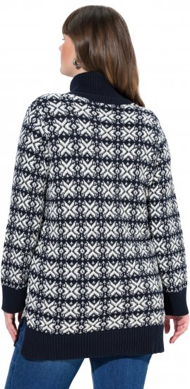 Ulla Popken Eco Cotton Geometric Snowflake Sweater Navy - Sweatshirts & hoodies - 
