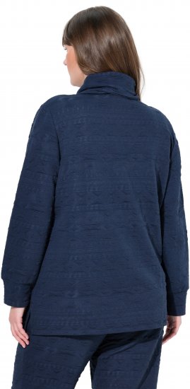 Ulla Popken Eco Cotton Stripe Textured Sweatshirt Navy - Sweatshirts & hoodies - 