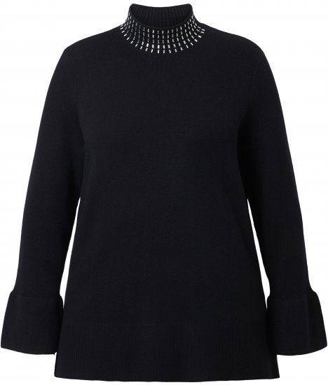 Ulla Popken Flared Sleeve Turtleneck Sweater Black - Sweatshirts & hoodies - 