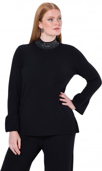 Ulla Popken Flared Sleeve Turtleneck Sweater Black - Sweatshirts & hoodies - 