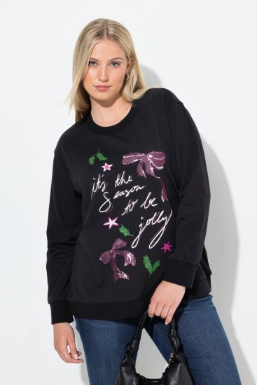 Ulla Popken Sparkling Sequin Bows Christmas Sweatshirt Black - Sweatshirts & hoodies - Sweats, Hoodies & Maille Douillets