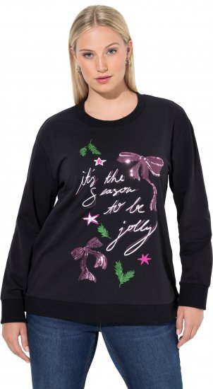 Ulla Popken Sparkling Sequin Bows Christmas Sweatshirt Black - Sweatshirts & hoodies - 
