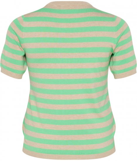 Kaffe Curve Lizzy Pull rayé Gris plume chiné/Vert - T-shirts imprimés pour femme - 