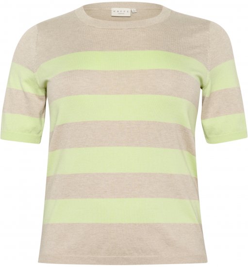 Kaffe Curve Lizzy Pull rayé Beige/Vert - T-shirts imprimés pour femme - 