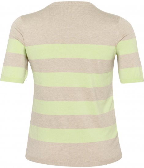 Kaffe Curve Lizzy Pull rayé Beige/Vert - T-shirts imprimés pour femme - 