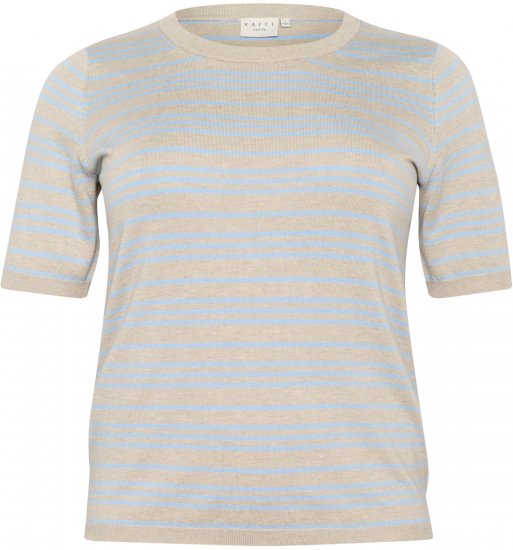 Kaffe Curve Lizzy Pull rayé Beige/Bleu doux - T-shirts imprimés pour femme - 