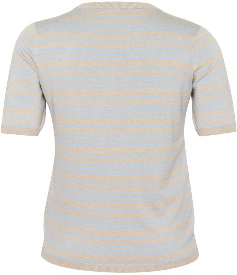 Kaffe Curve Lizzy Pull rayé Beige/Bleu doux - T-shirts imprimés pour femme - 
