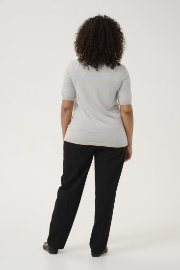 Kaffe Curve Lizzy Pull rayé Beige/Bleu doux - T-shirts imprimés pour femme - 