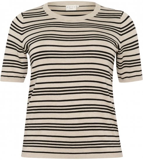 Kaffe Curve Lizzy Pull rayé Beige/Noir rayé - T-shirts imprimés pour femme - 