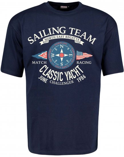 Adamo Sailing Comfort Fit T-Shirt Navy - T-shirts avec impression - 