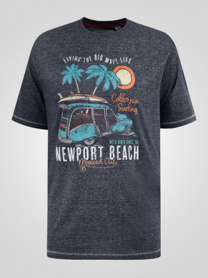 D555 Moyles Newport Beach Woody Car Printed T-Shirt Navy Twist - T-shirts avec impression - 