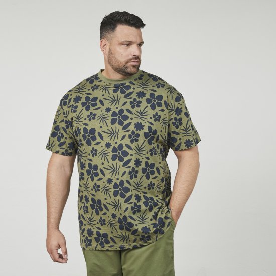 North Latitude 61123 T-Shirt Imprimé All Over Vert Olive - T-shirts - T-shirts Homme Grande Taille