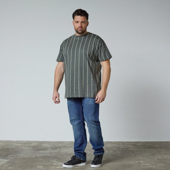 North Latitude 61319 T-Shirt Rayé Vert Poussière Foncé - T-shirts - T-shirts Homme Grande Taille