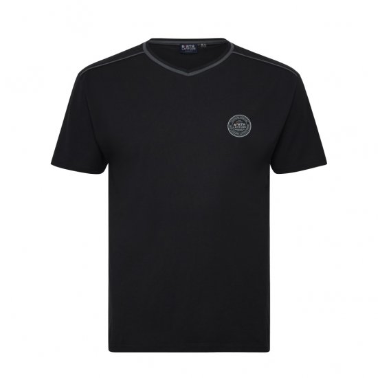 North Latitude Pyjama T-Shirt V-Neck Short Sleeve Black - Pyjamas/vêtements de détente - Pyjamas Grande Taille pour Hommes