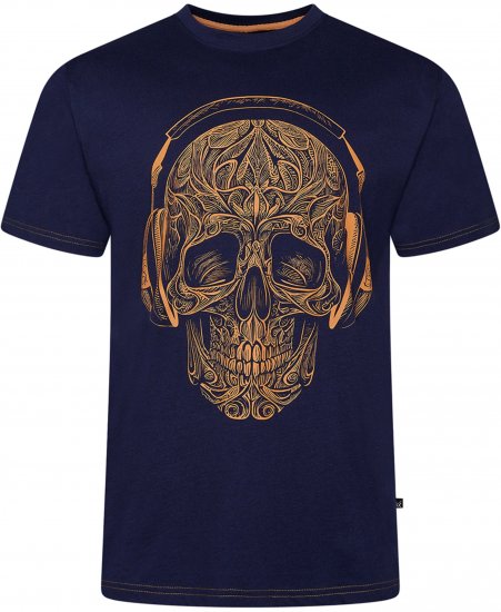Kam Jeans 5795 Skull Printed T-Shirt Navy - T-shirts avec impression - 