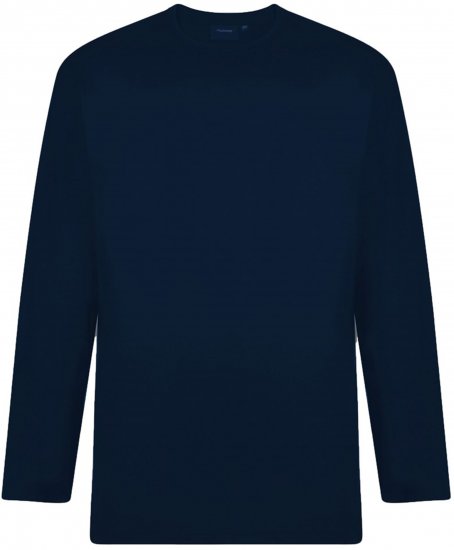 Espionage T015LS Plain Long Sleeve T-Shirt Navy - T-shirts à manches longues - T-shirts à Manches Longues Homme Grandes Tailles